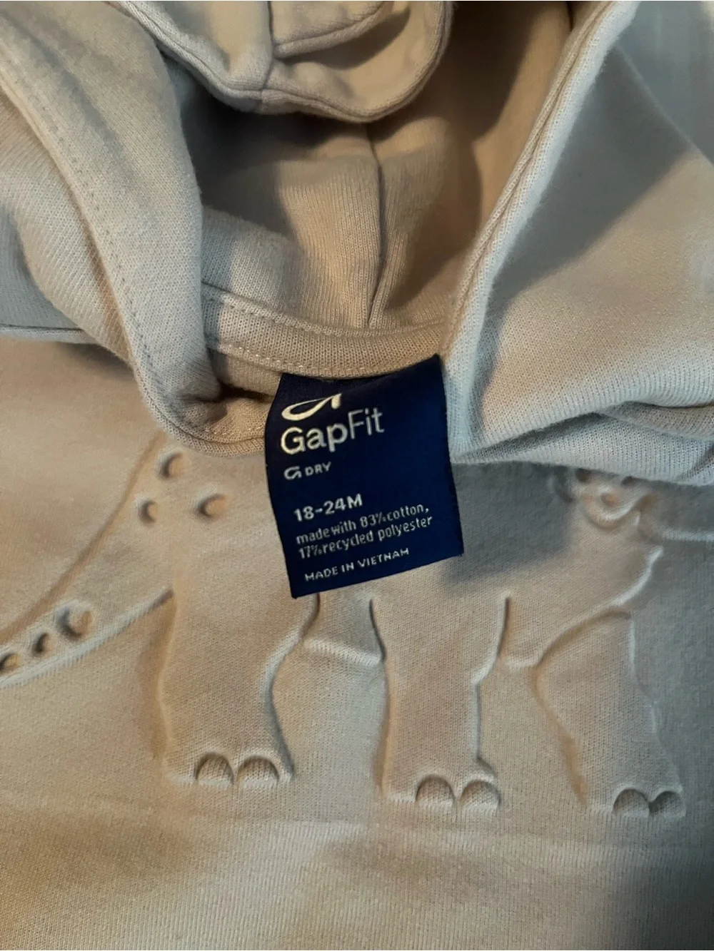 Gap KidsLight Gray Hoodie with Embossed Dinosaur Detail